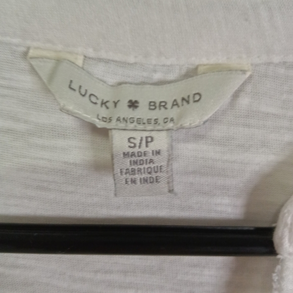Lucky Brand White Lace Detail Boho Top Small - Picture 2 of 9